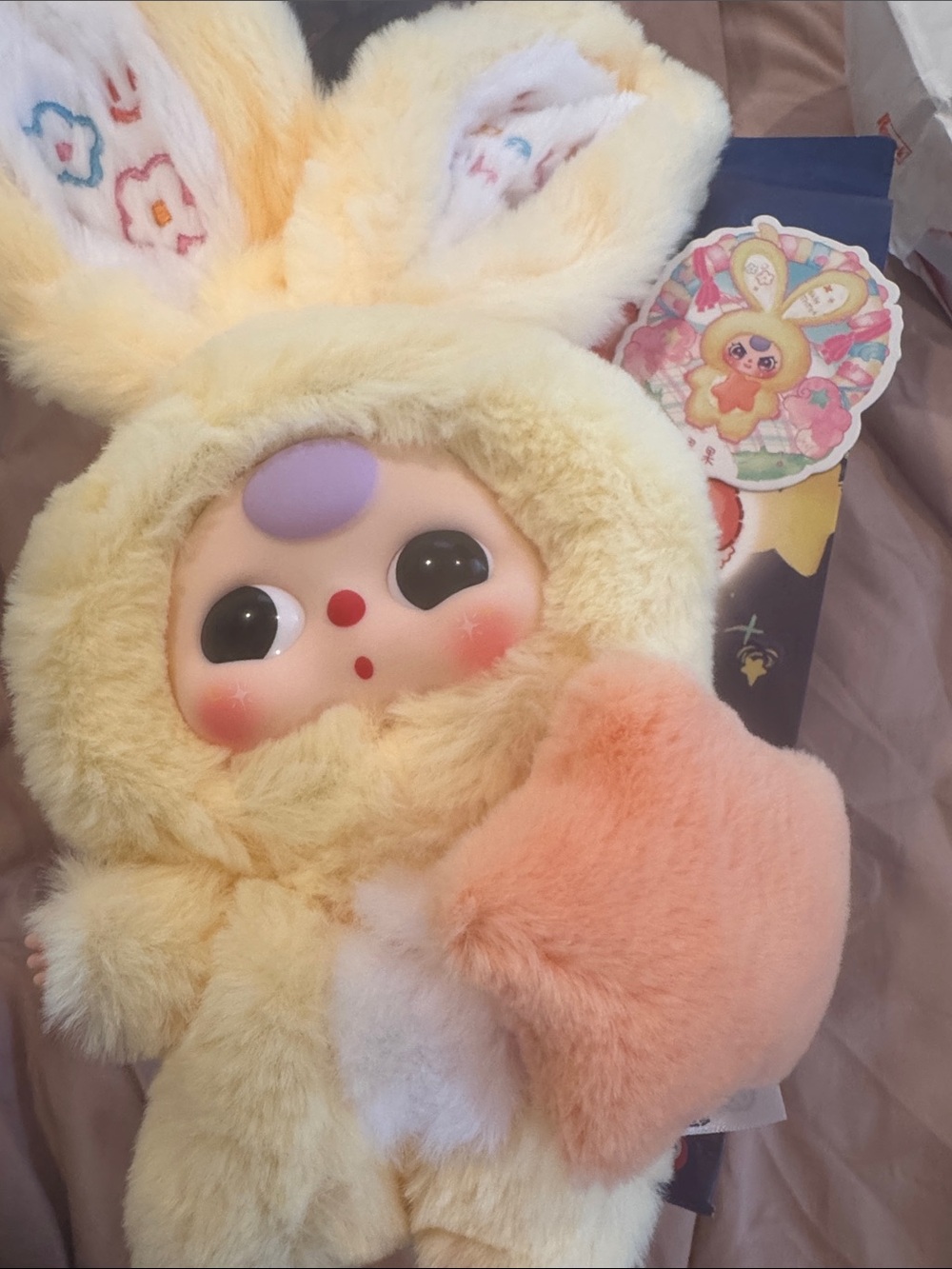 Plush Bunny Costume Doll - Yellow and Peach Kids Toy